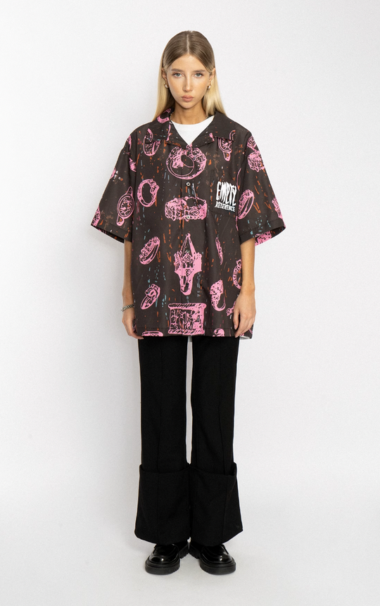 EMPTY REFERENCE Jewelry Full Printed Short Sleeve Shirt