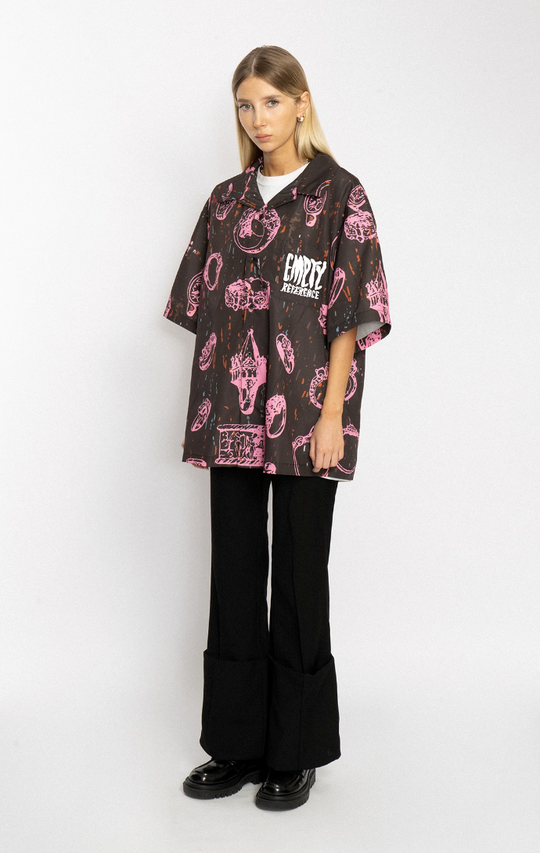 EMPTY REFERENCE Jewelry Full Printed Short Sleeve Shirt