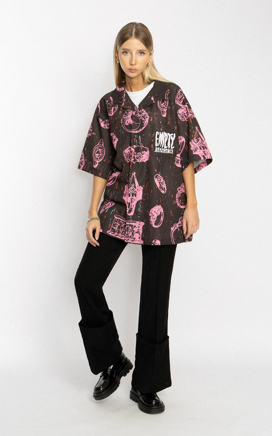 EMPTY REFERENCE Jewelry Full Printed Short Sleeve Shirt