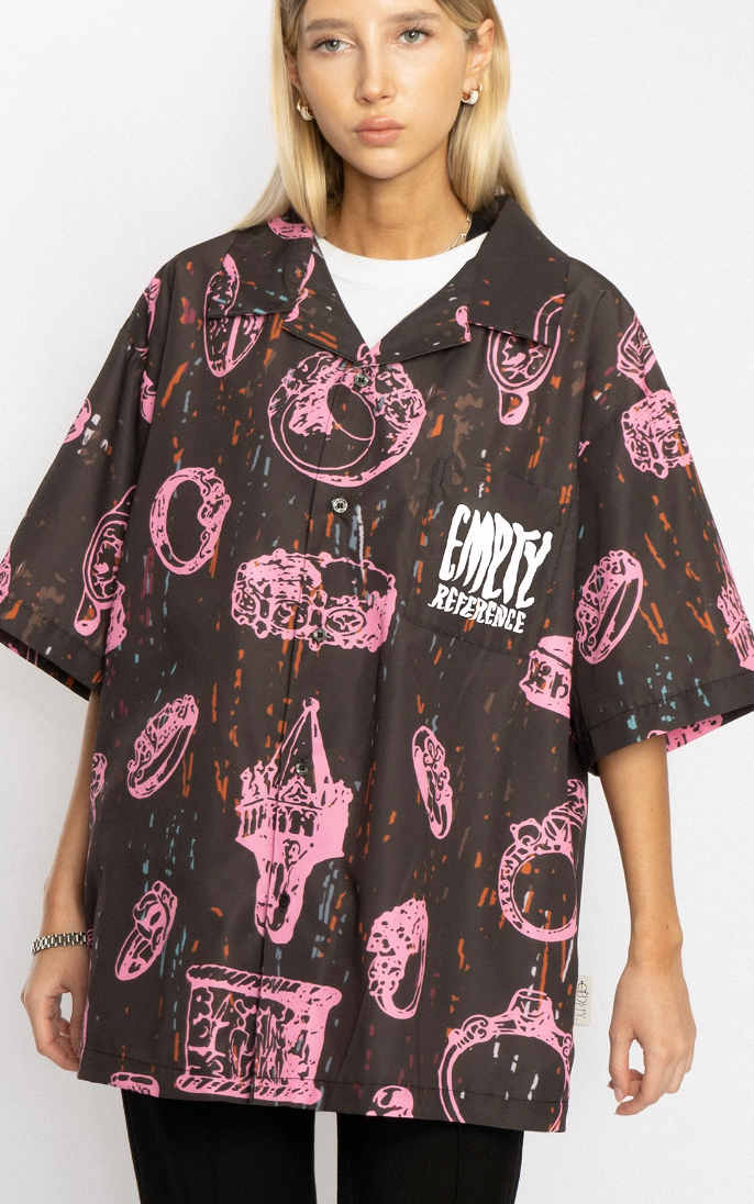 EMPTY REFERENCE Jewelry Full Printed Short Sleeve Shirt
