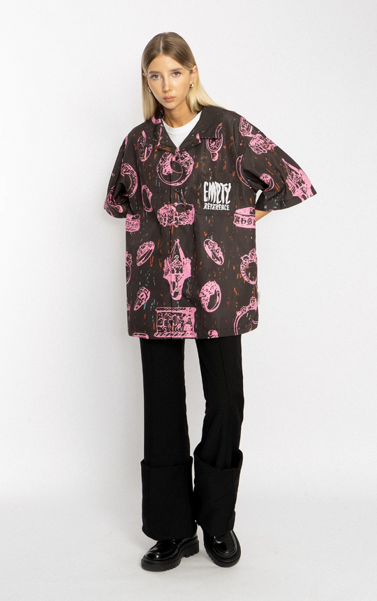 EMPTY REFERENCE Jewelry Full Printed Short Sleeve Shirt
