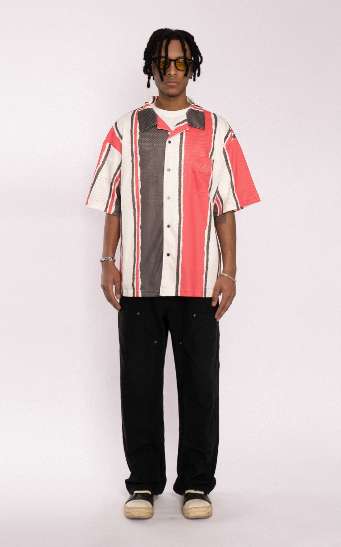 EMPTY REFERENCE Hand Painted Striped Short Sleeved Shirt