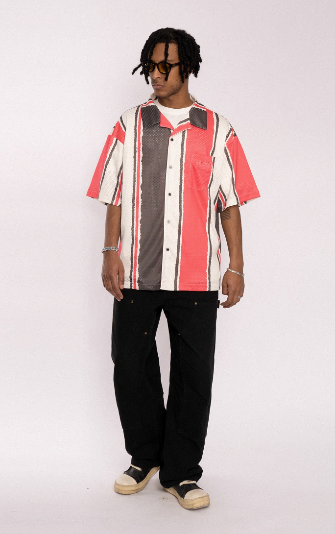 EMPTY REFERENCE Hand Painted Striped Short Sleeved Shirt