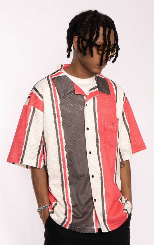 EMPTY REFERENCE Hand Painted Striped Short Sleeved Shirt
