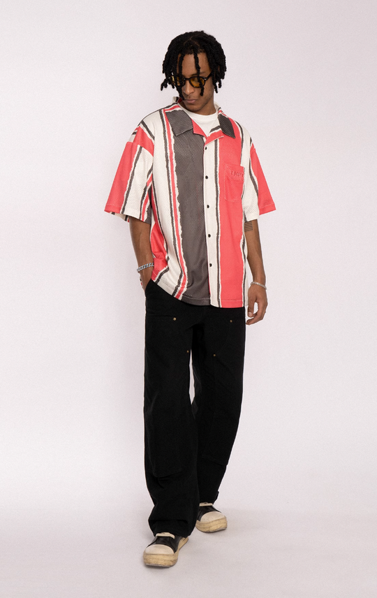 EMPTY REFERENCE Hand Painted Striped Short Sleeved Shirt