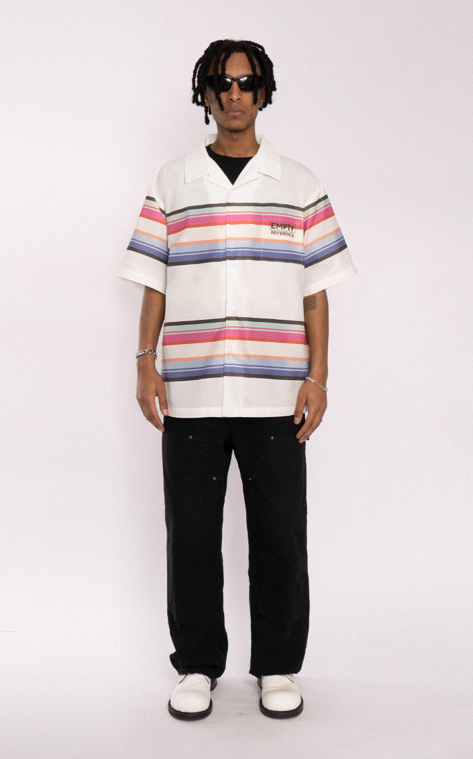 EMPTY REFERENCE Rainbow Stripe Halo Printed Short Sleeve Shirt