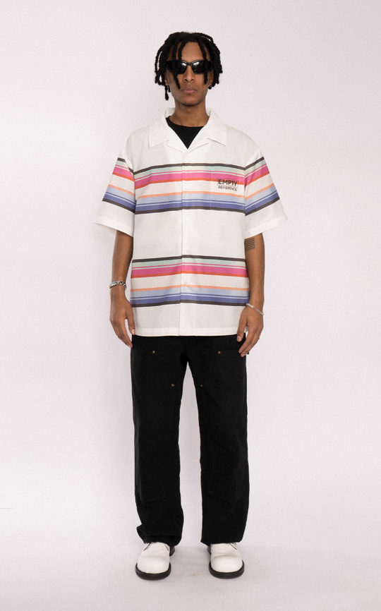 EMPTY REFERENCE Rainbow Stripe Halo Printed Short Sleeve Shirt