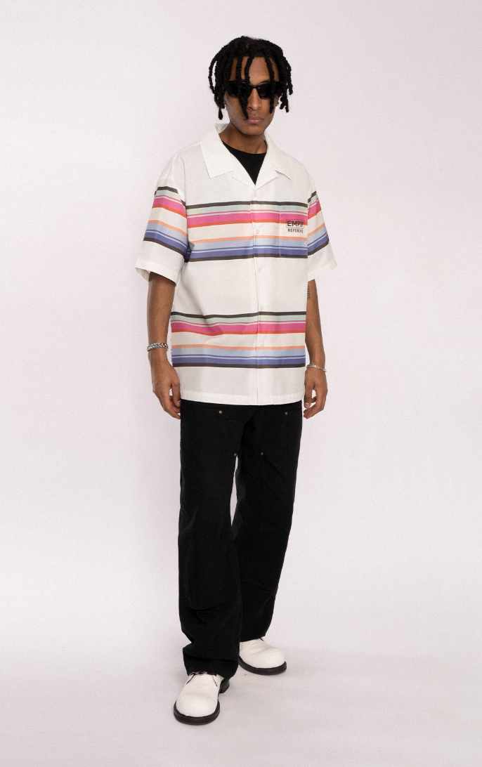 EMPTY REFERENCE Rainbow Stripe Halo Printed Short Sleeve Shirt