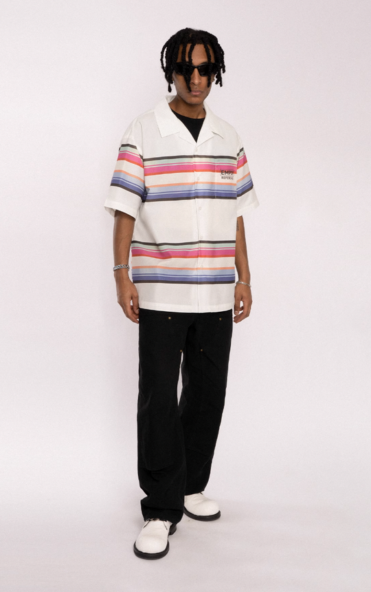 EMPTY REFERENCE Rainbow Stripe Halo Printed Short Sleeve Shirt