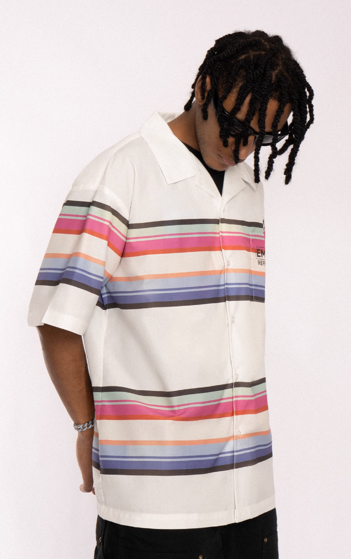 EMPTY REFERENCE Rainbow Stripe Halo Printed Short Sleeve Shirt