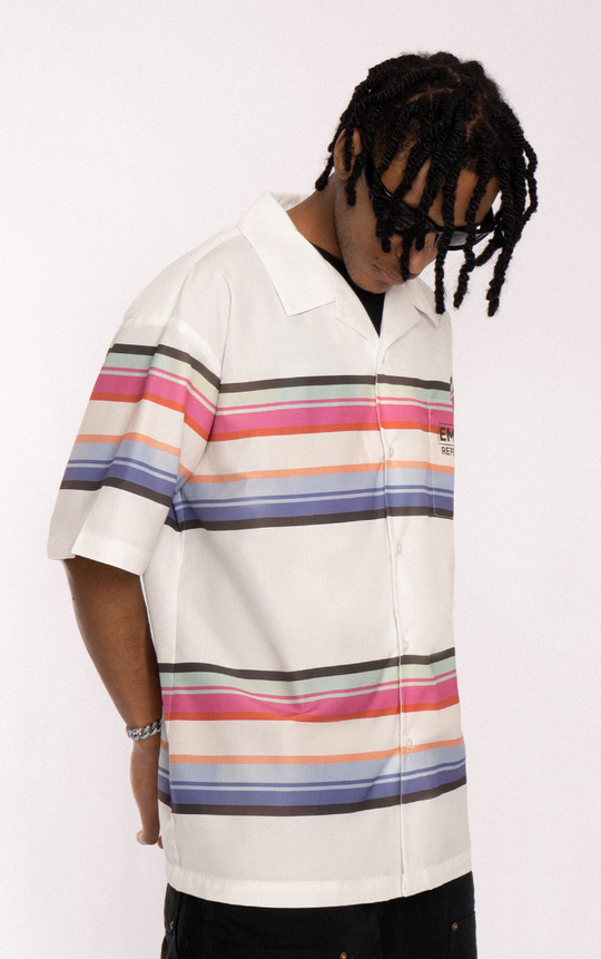 EMPTY REFERENCE Rainbow Stripe Halo Printed Short Sleeve Shirt