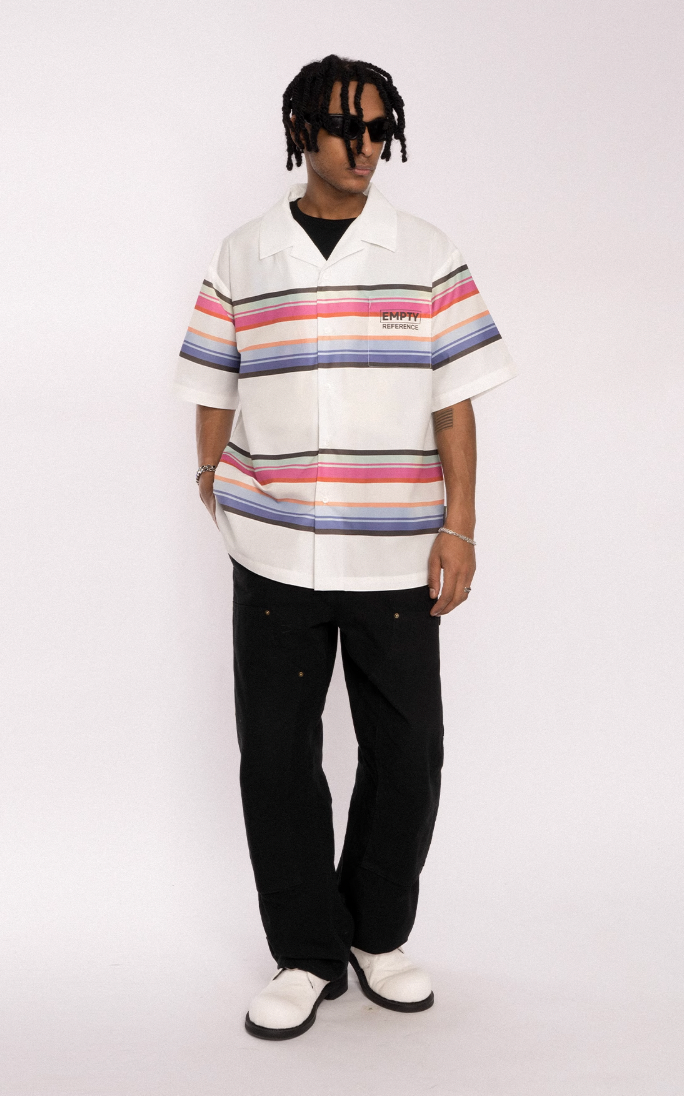 EMPTY REFERENCE Rainbow Stripe Halo Printed Short Sleeve Shirt