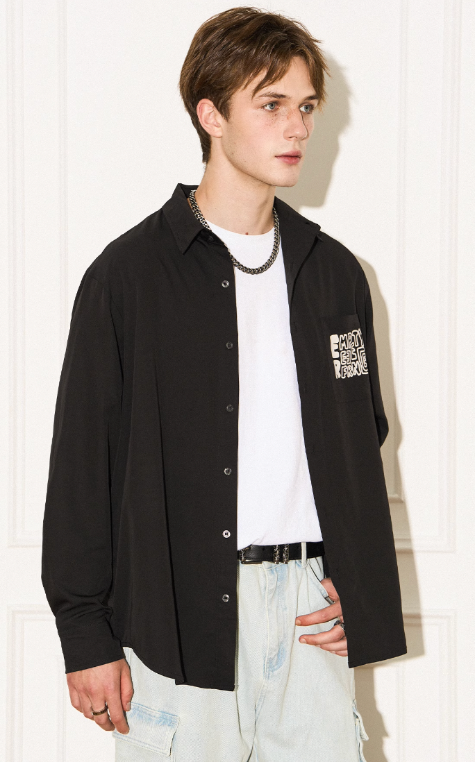 EMPTY REFERENCE Printed Font Long Sleeve Shirt