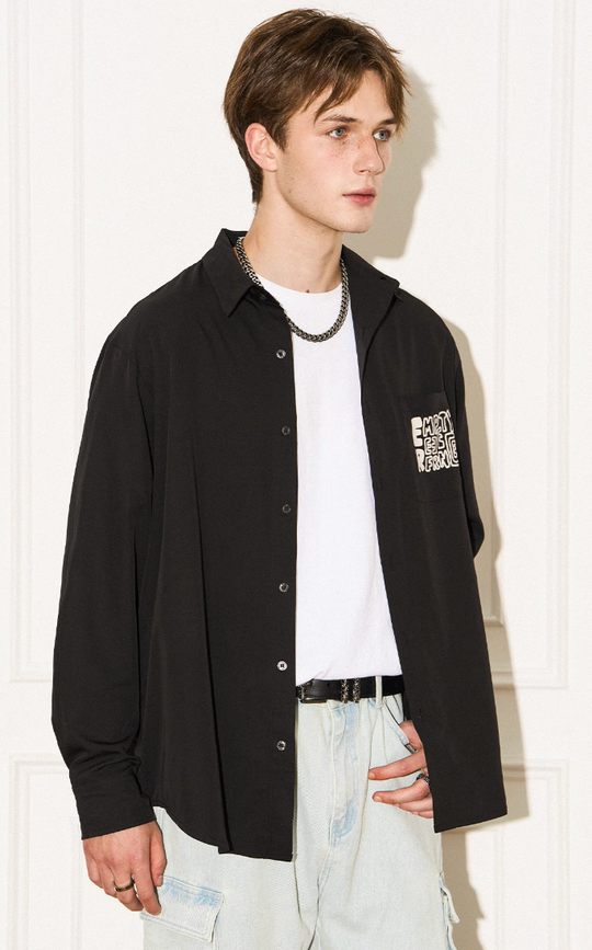 EMPTY REFERENCE Printed Font Long Sleeve Shirt