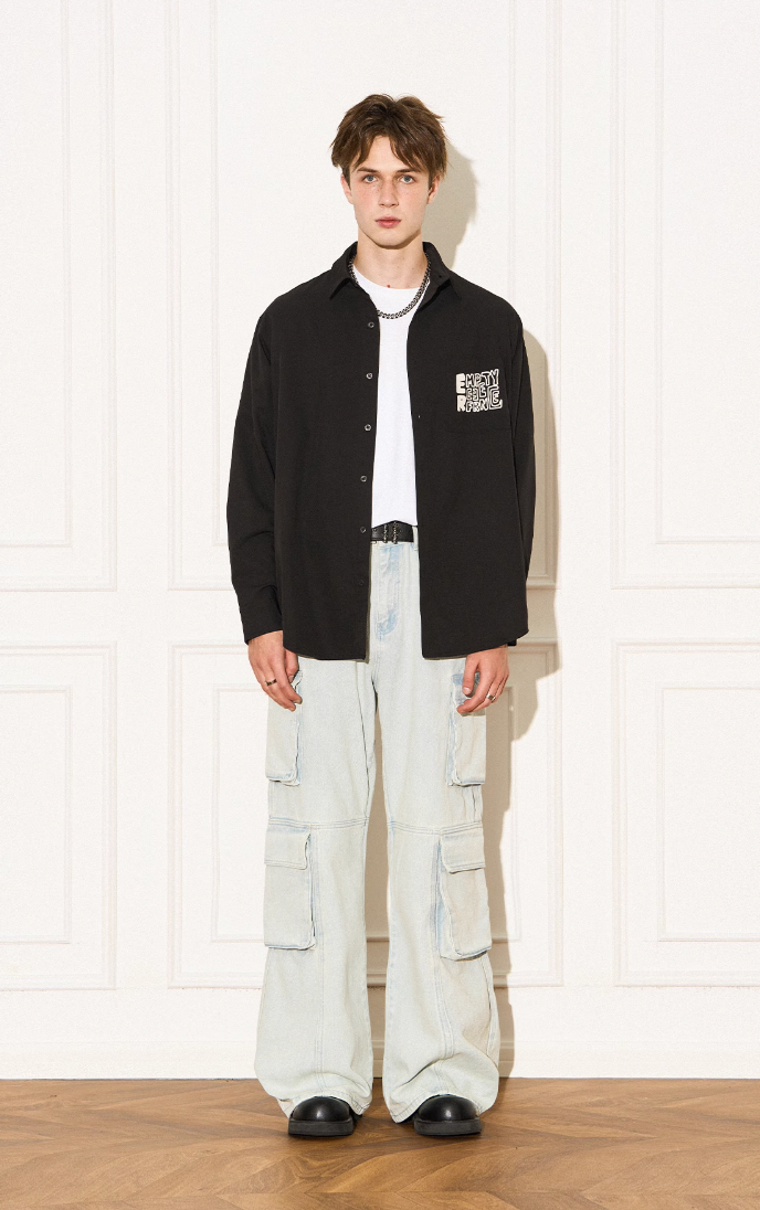 EMPTY REFERENCE Printed Font Long Sleeve Shirt