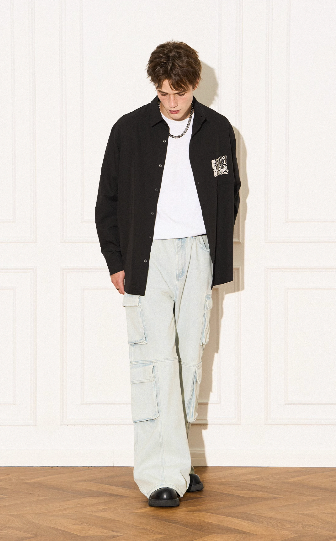 EMPTY REFERENCE Printed Font Long Sleeve Shirt