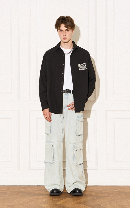 EMPTY REFERENCE Printed Font Long Sleeve Shirt