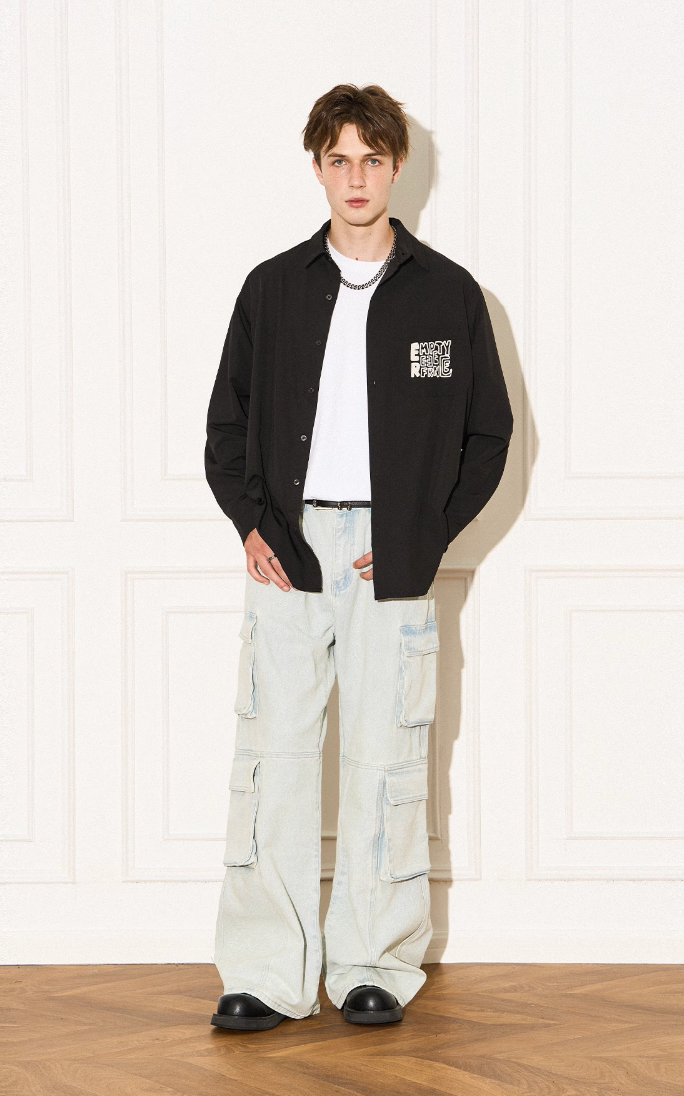 EMPTY REFERENCE Printed Font Long Sleeve Shirt