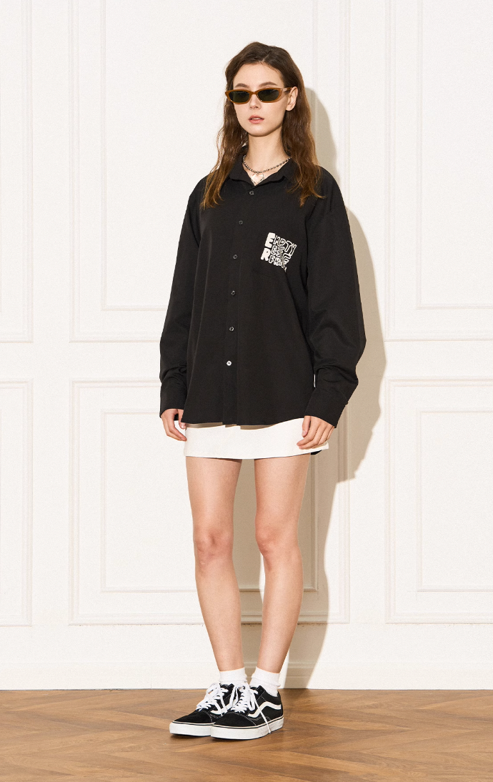 EMPTY REFERENCE Printed Font Long Sleeve Shirt