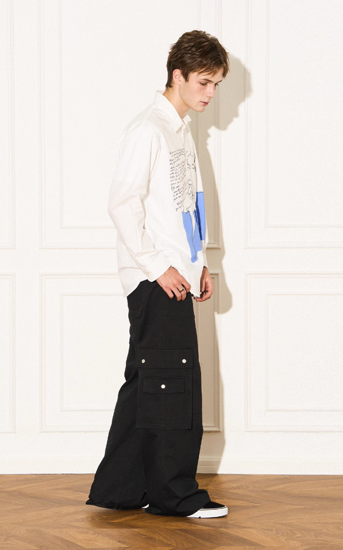 EMPTY REFERENCE Smoking Figure Portrait Long Sleeve Shirt