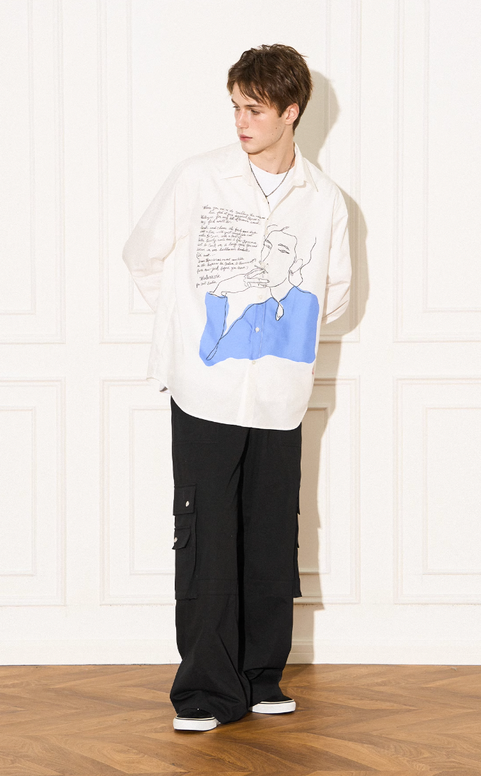 EMPTY REFERENCE Smoking Figure Portrait Long Sleeve Shirt