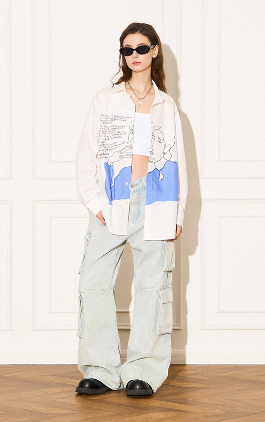 EMPTY REFERENCE Smoking Figure Portrait Long Sleeve Shirt