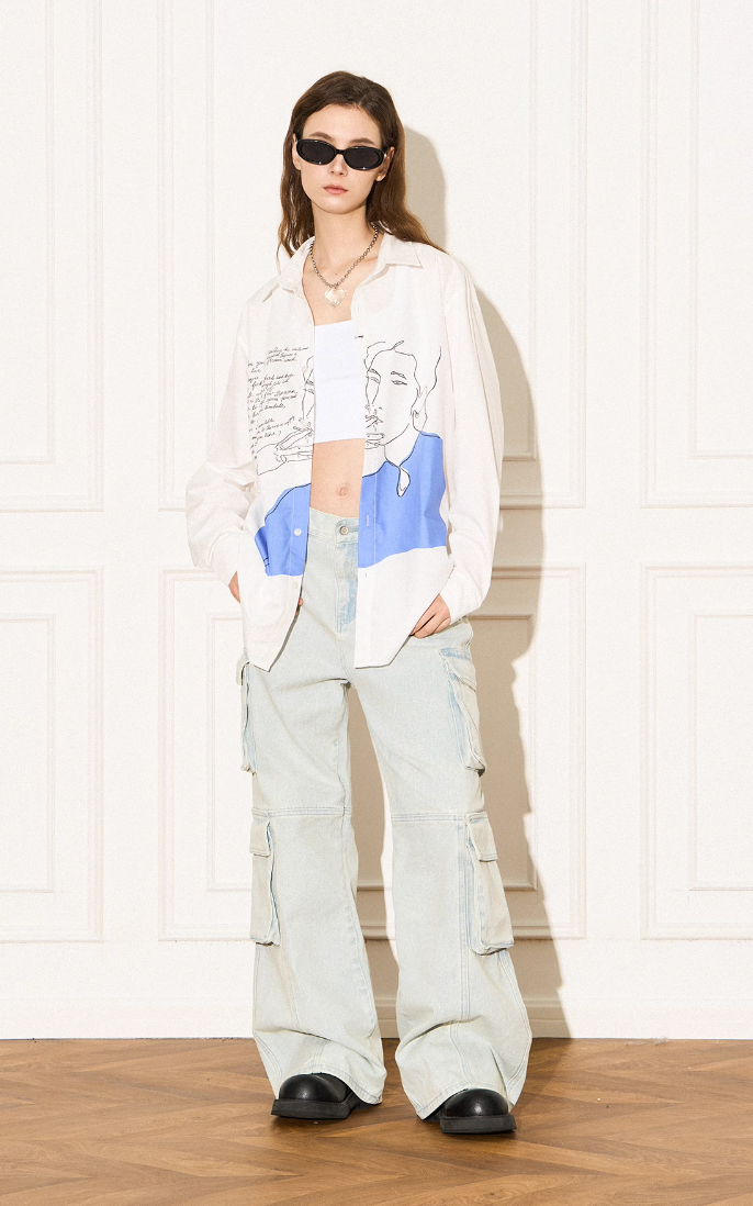 EMPTY REFERENCE Smoking Figure Portrait Long Sleeve Shirt