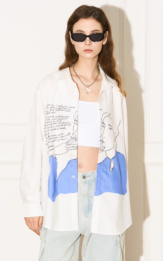 EMPTY REFERENCE Smoking Figure Portrait Long Sleeve Shirt