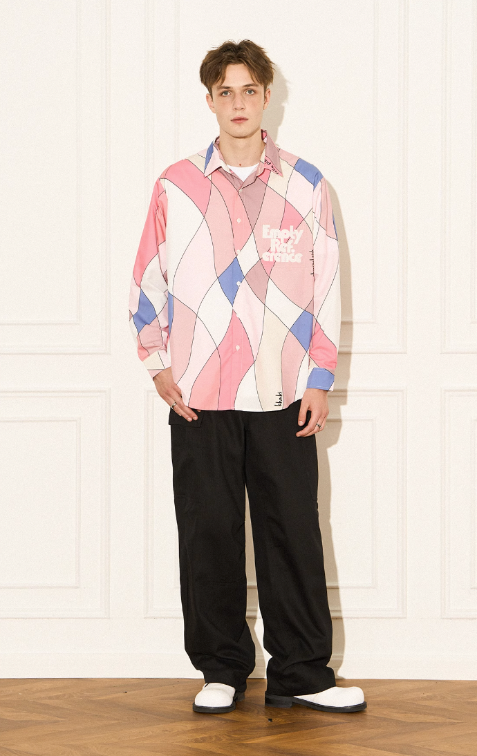 EMPTY REFERENCE Wave Multi Color Block Long Sleeve Shirt