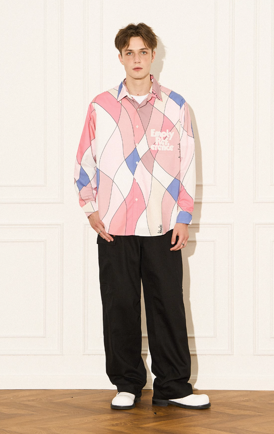 EMPTY REFERENCE Wave Multi Color Block Long Sleeve Shirt