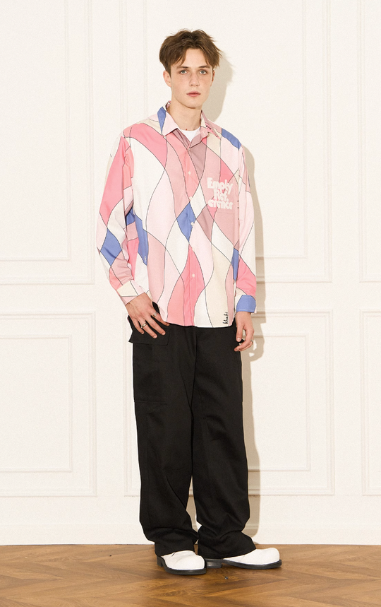 EMPTY REFERENCE Wave Multi Color Block Long Sleeve Shirt