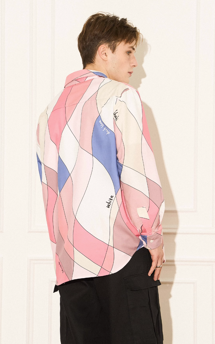 EMPTY REFERENCE Wave Multi Color Block Long Sleeve Shirt