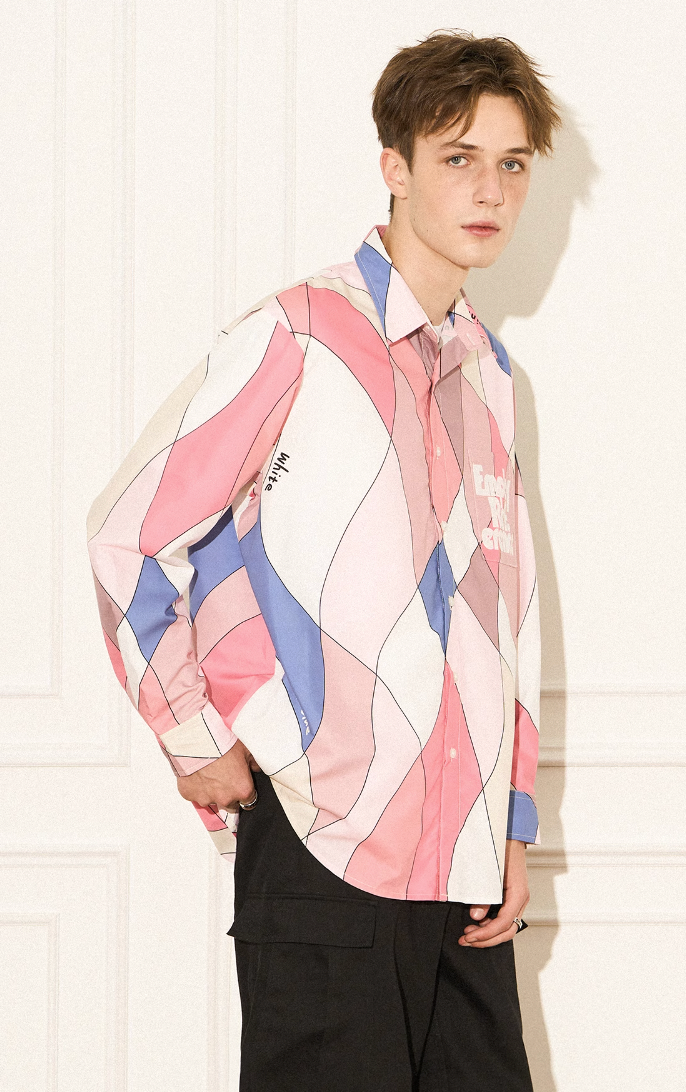 EMPTY REFERENCE Wave Multi Color Block Long Sleeve Shirt