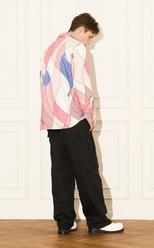 EMPTY REFERENCE Wave Multi Color Block Long Sleeve Shirt