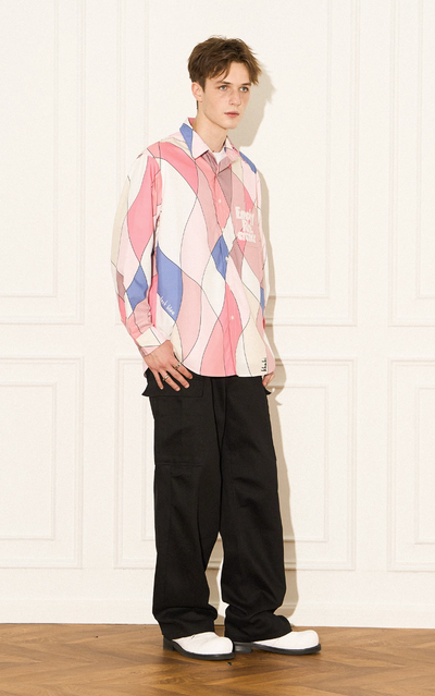 EMPTY REFERENCE Wave Multi Color Block Long Sleeve Shirt