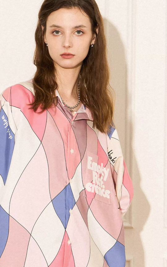 EMPTY REFERENCE Wave Multi Color Block Long Sleeve Shirt