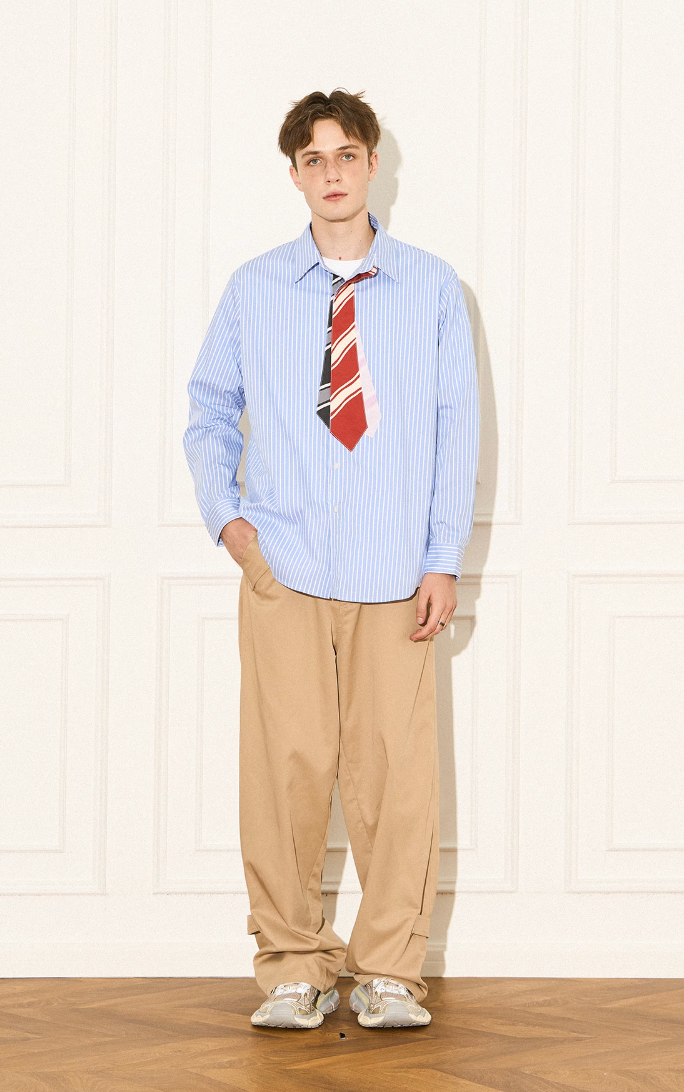 EMPTY REFERENCE Multi Tie Striped Long Sleeve Shirt