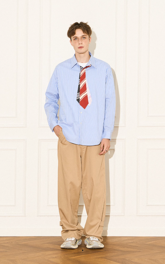 EMPTY REFERENCE Multi Tie Striped Long Sleeve Shirt