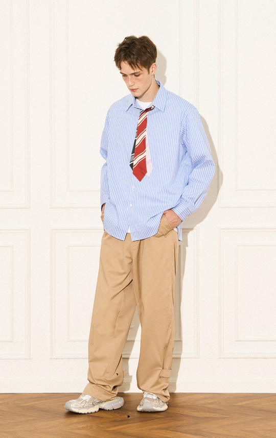 EMPTY REFERENCE Multi Tie Striped Long Sleeve Shirt