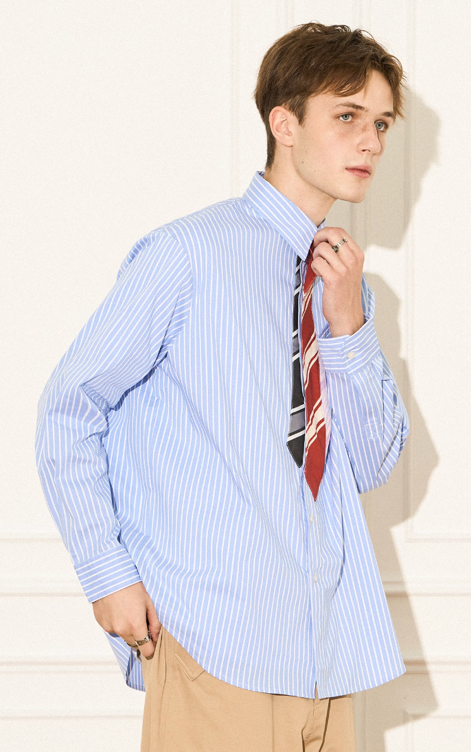 EMPTY REFERENCE Multi Tie Striped Long Sleeve Shirt