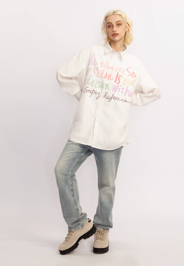 EMPTY REFERENCE Colorful Graffiti Letter Long Sleeve Shirt