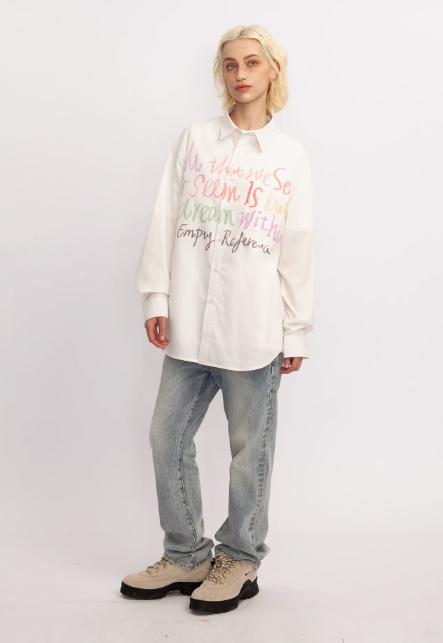 EMPTY REFERENCE Colorful Graffiti Letter Long Sleeve Shirt