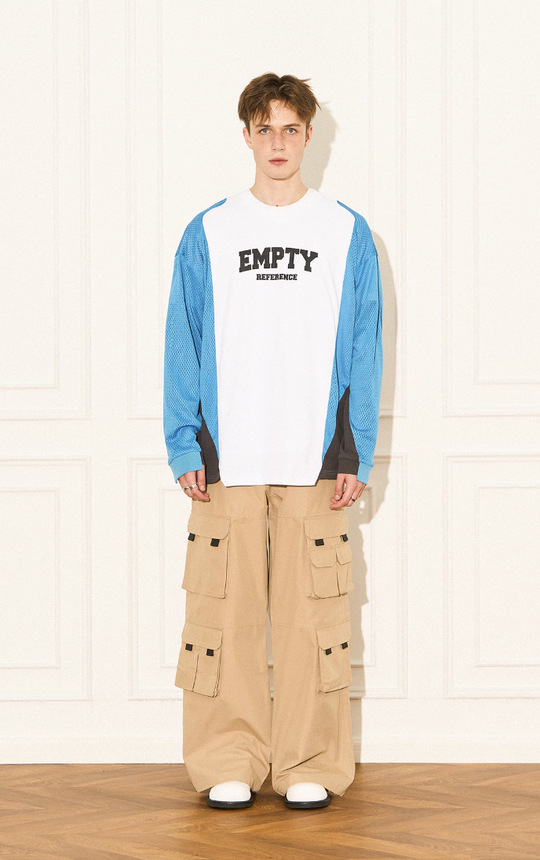EMPTY REFERENCE Color block Printed Long Sleeve Tee