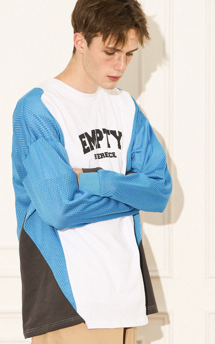 EMPTY REFERENCE Color block Printed Long Sleeve Tee