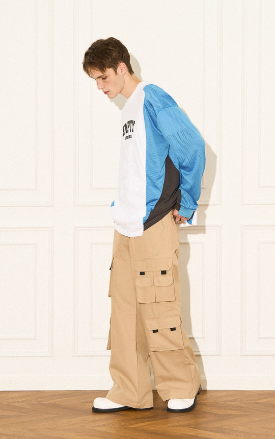 EMPTY REFERENCE Color block Printed Long Sleeve Tee