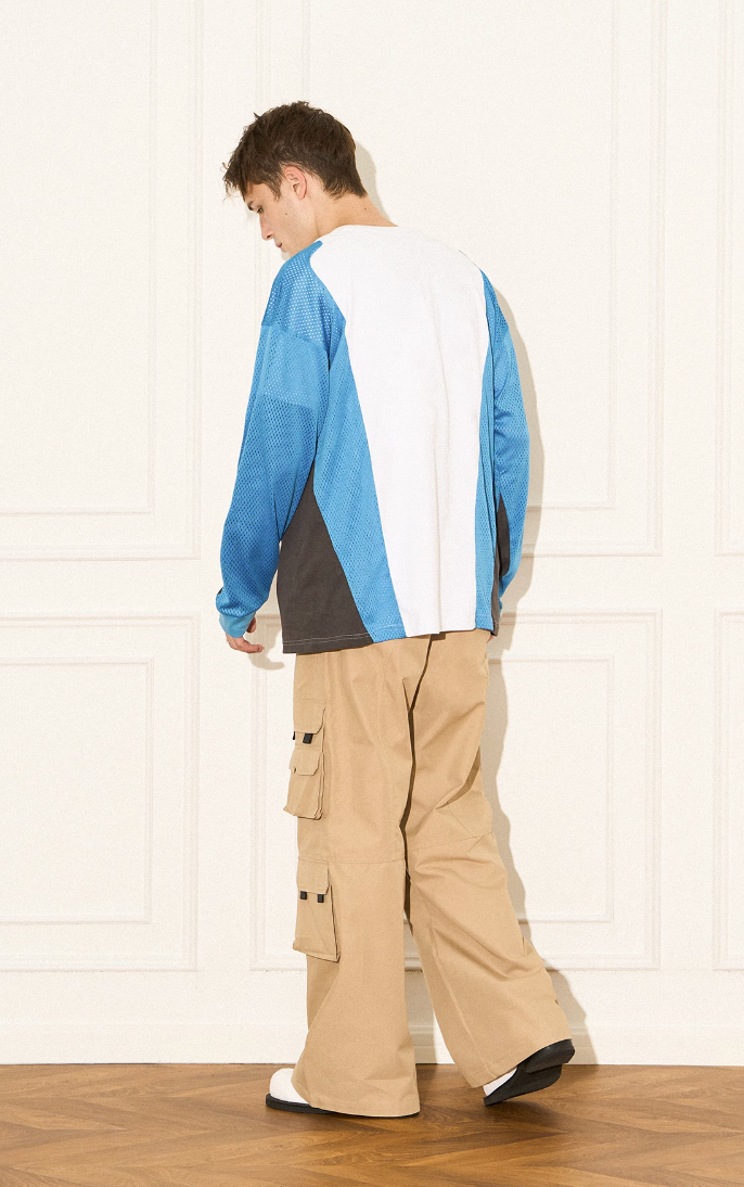 EMPTY REFERENCE Color block Printed Long Sleeve Tee