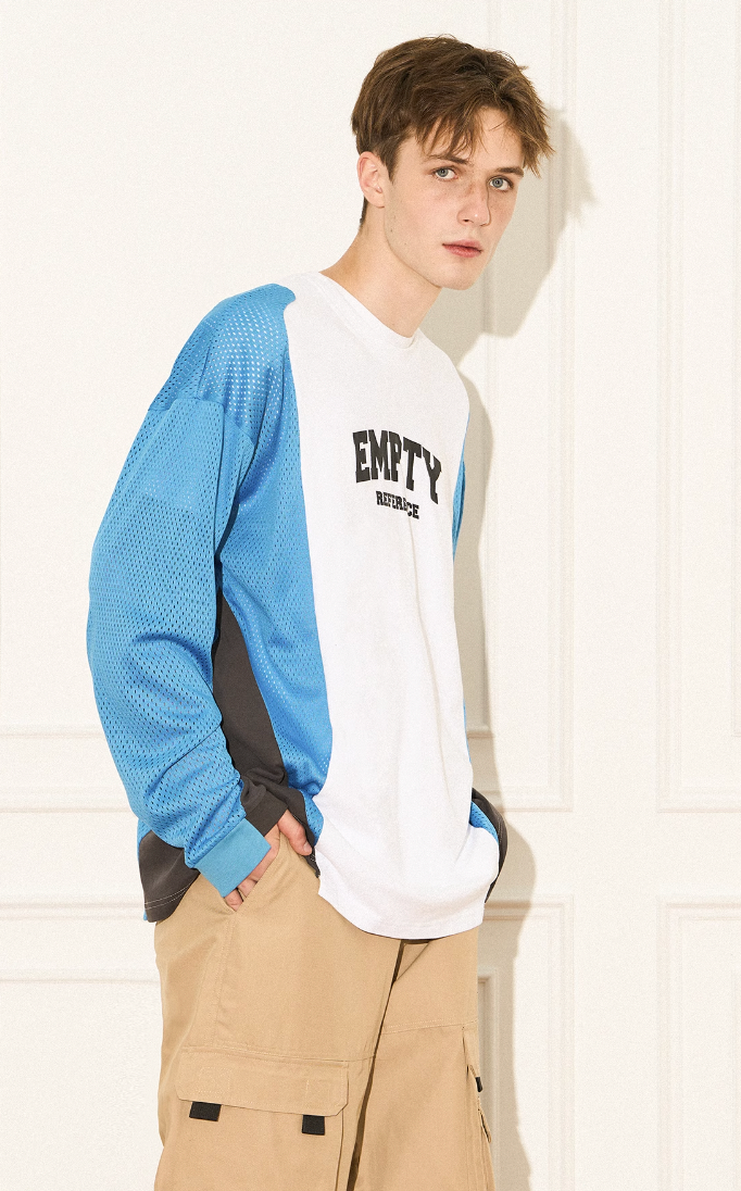 EMPTY REFERENCE Color block Printed Long Sleeve Tee
