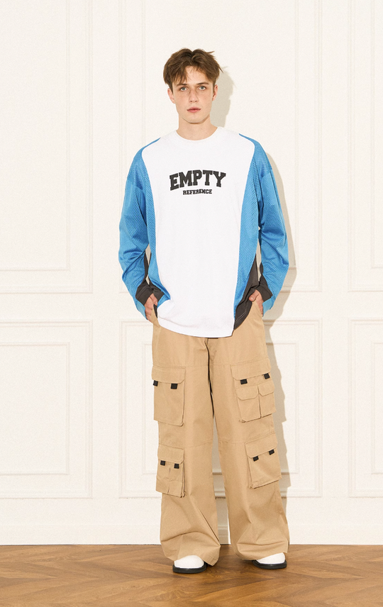 EMPTY REFERENCE Color block Printed Long Sleeve Tee