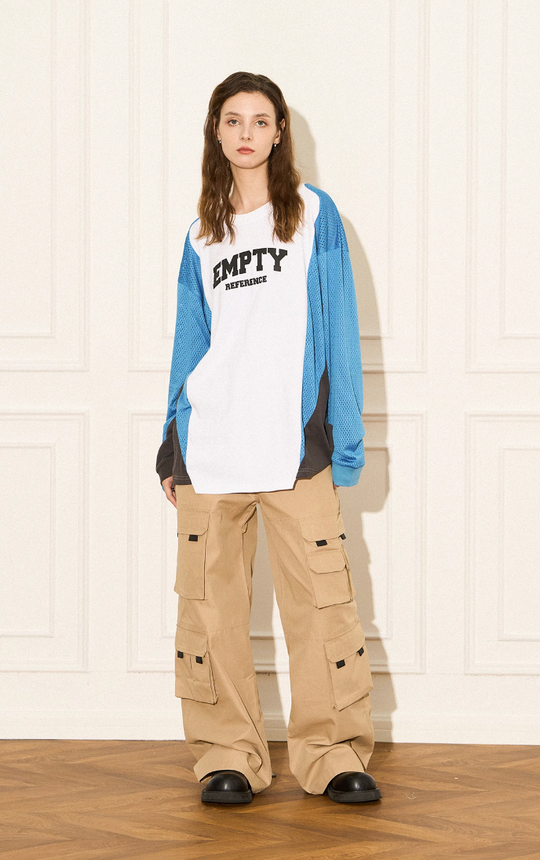 EMPTY REFERENCE Color block Printed Long Sleeve Tee