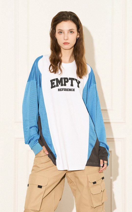 EMPTY REFERENCE Color block Printed Long Sleeve Tee